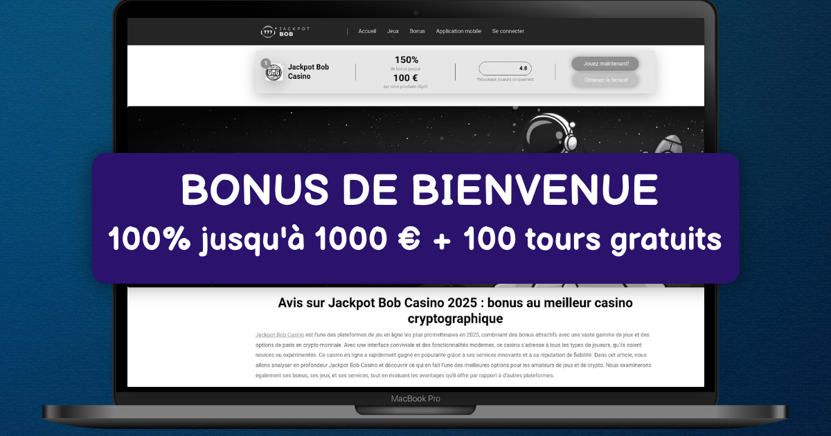Jackpot Bob Casino welcome bonus